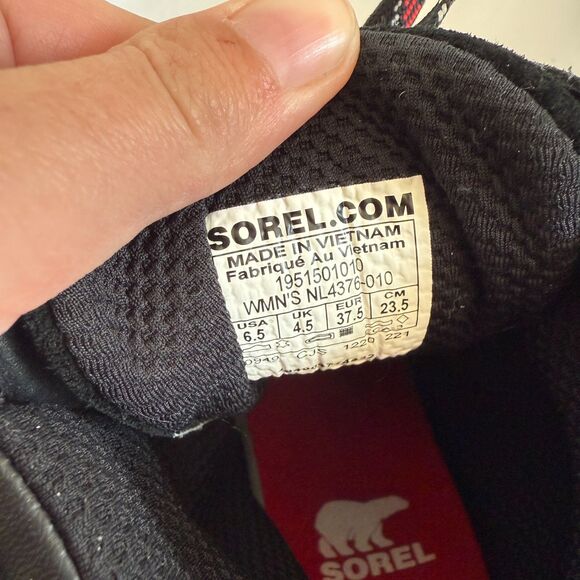 Sorel Joan of Arctic Next Lite Hiker Boots Black Red Waterproof Winter Size 6.5 - Picture 6 of 10